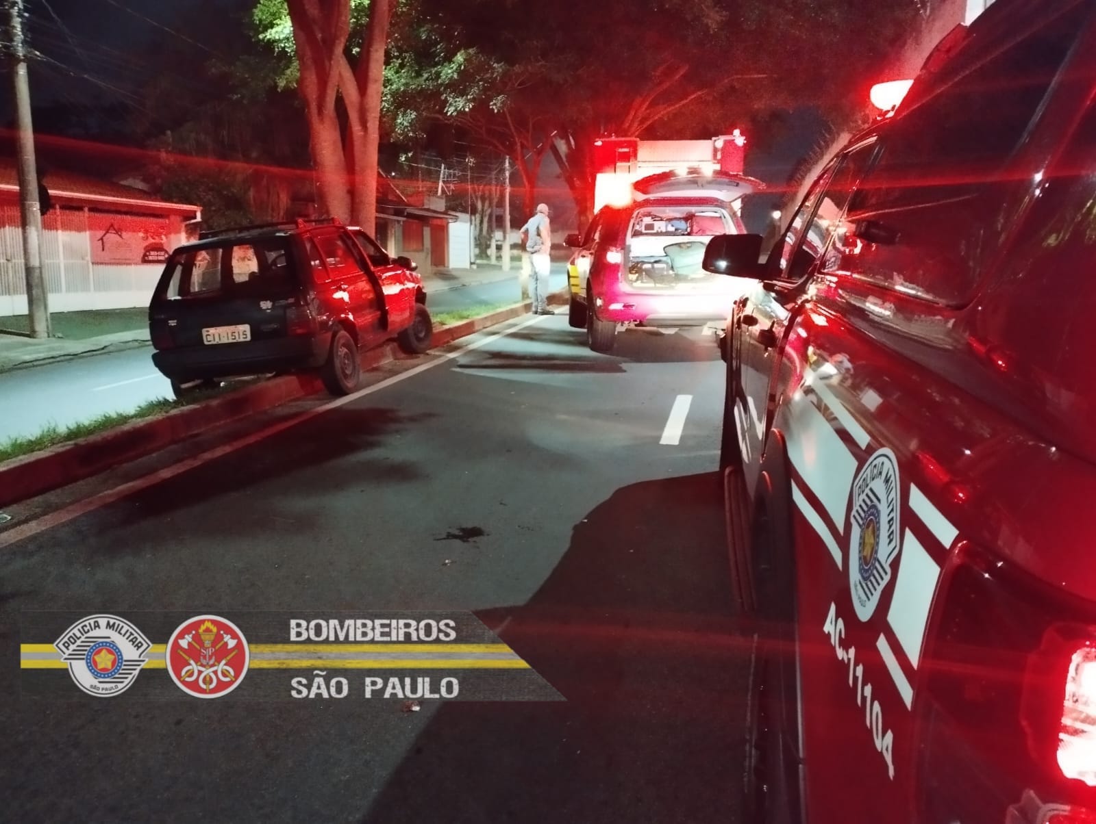 Mulher fica ferida após bater carro em árvore na região central de São José