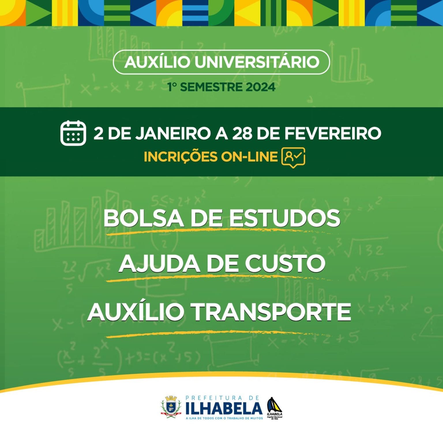 Ilhabela segue com inscrições abertas para Programa Bolsa de Estudos até 28 de fevereiro