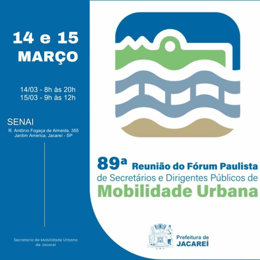 Fórum Paulista de Mobilidade Urbana acontece nesta quinta e sexta-feira em Jacareí