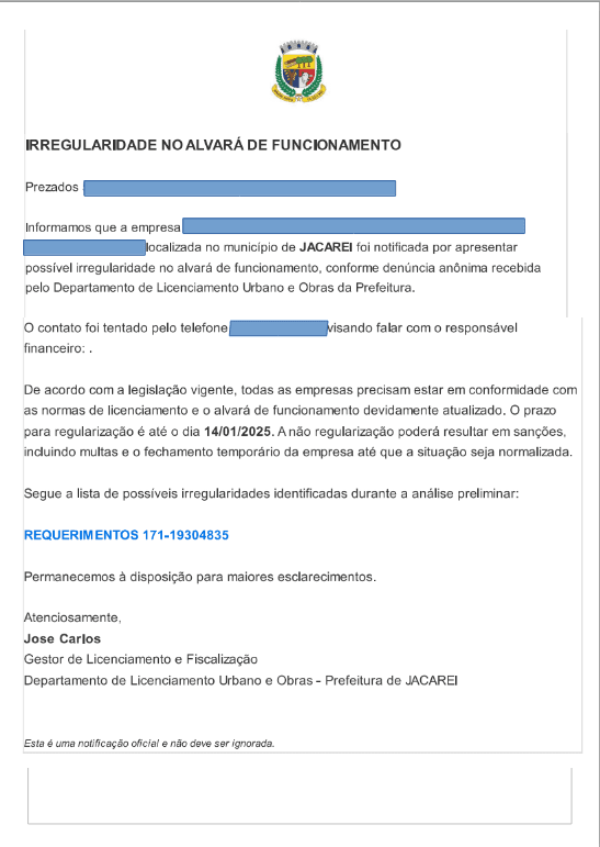 Prefeitura de Jacareí alerta sobre golpe com e-mails falsos relacionados a alvarás