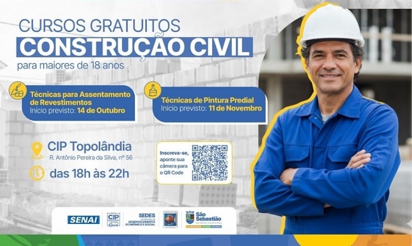 São Sebastião abre inscrições para cursos de qualificação na construção civil