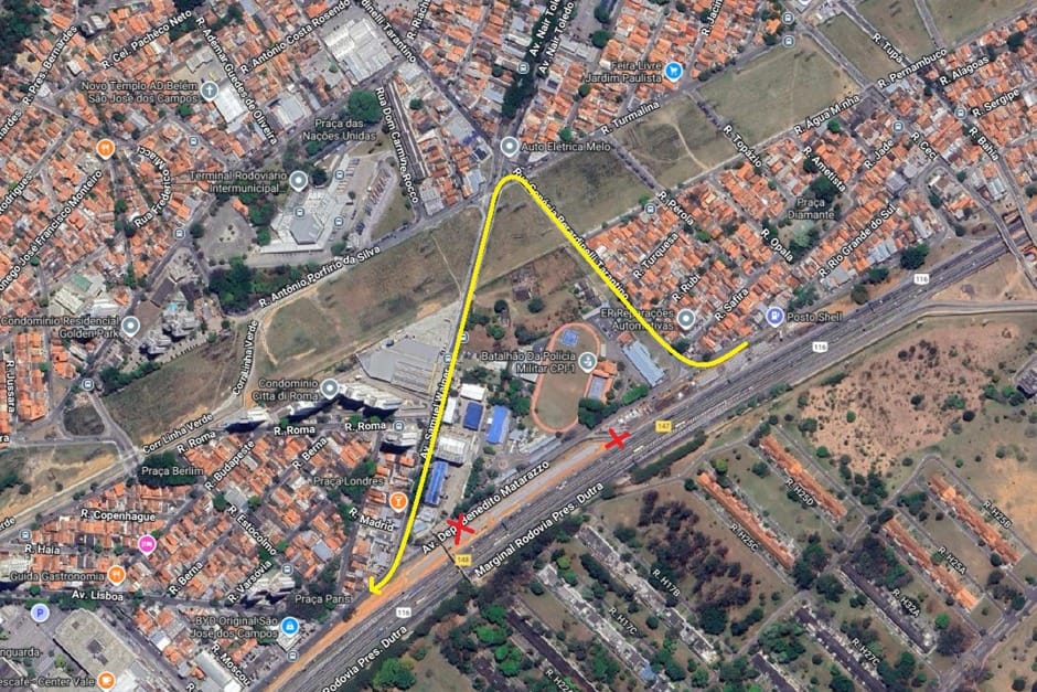 Trecho da Dutra em São José terá interdições noturnas para montagem de passarela
