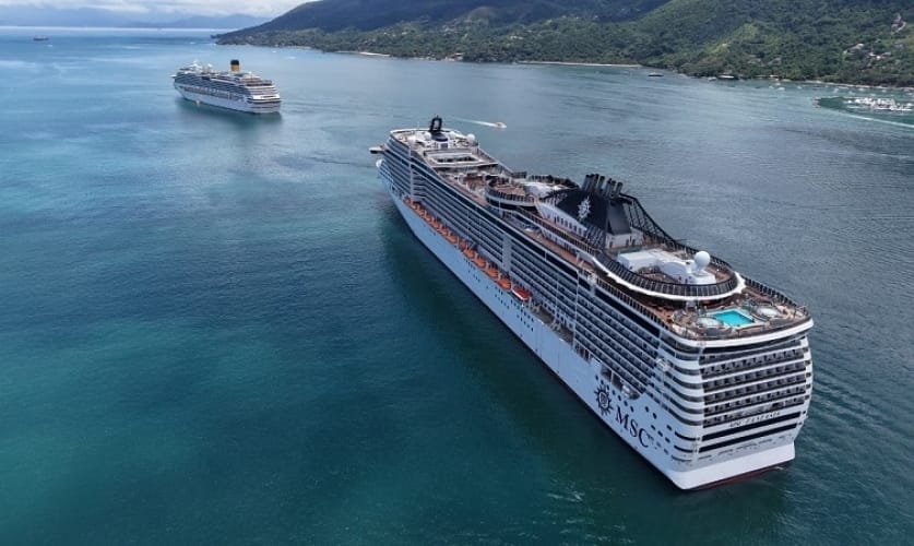 Ilhabela recebe cerca de 10 mil turistas em escala dupla de cruzeiros nesta quinta-feira